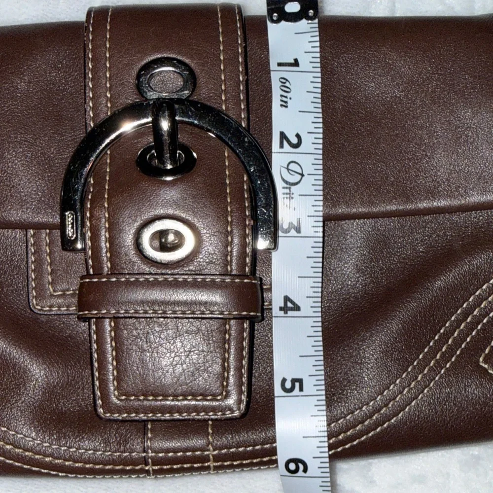 Coach Dark Brown Leather Shoulder Bag with Silver Hardware - Picture 15 of 16